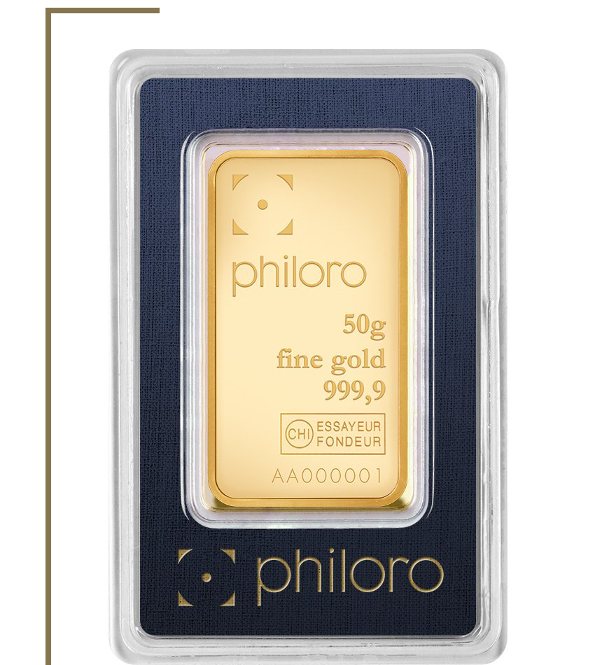 philoro product 50g gold bar