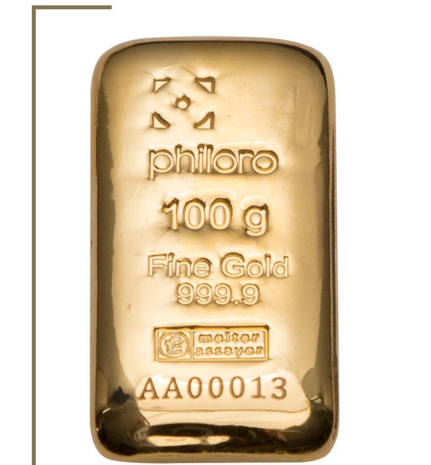 philoro product 100g gold bar